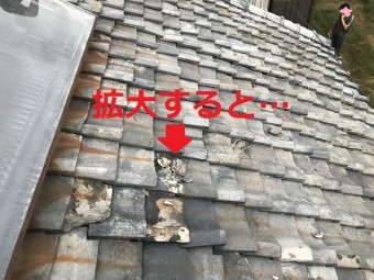 名張市 日本瓦割れ