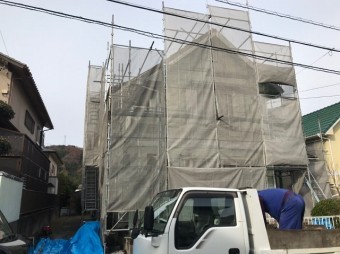 名張市 葺き替え工事 足場