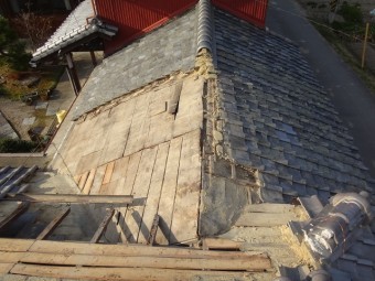 伊賀市 平屋瓦めくり下地写真