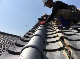紐丸瓦 取り付け